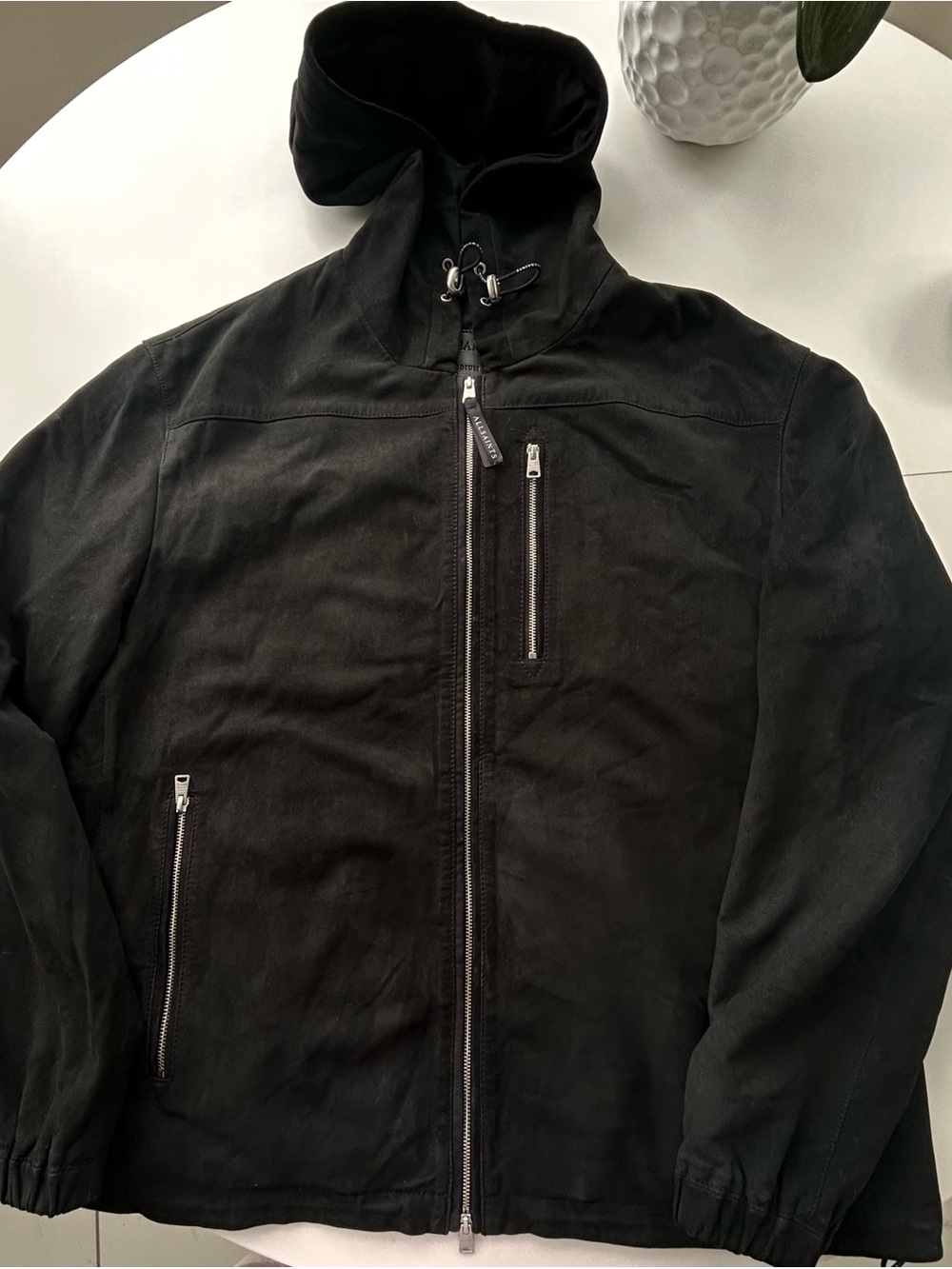 ALLSAINTS Men's Black Hooded Zip Jacket